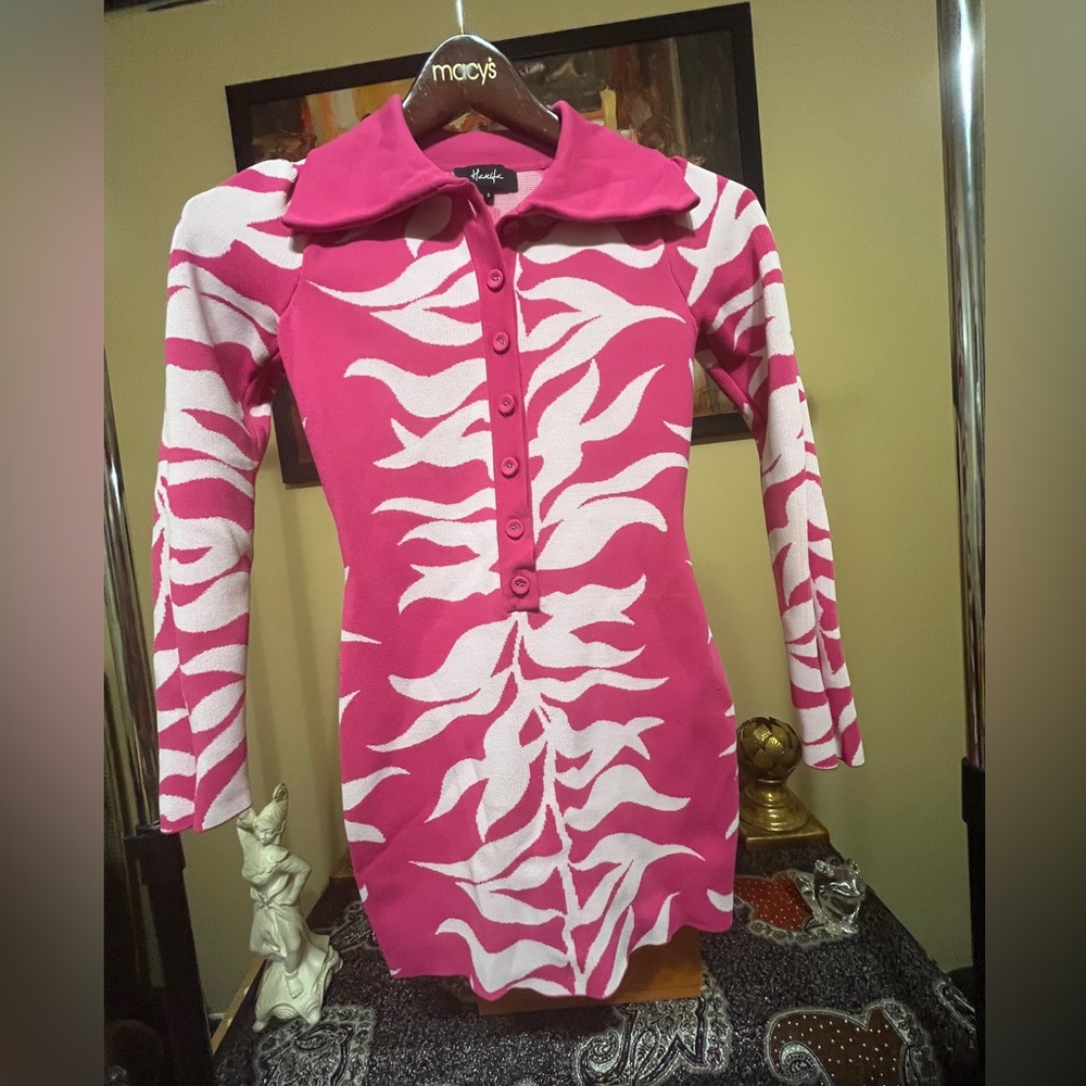 Hanifa Pink and White Mini Dress